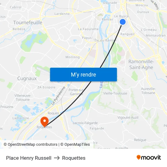 Place Henry Russell to Roquettes map