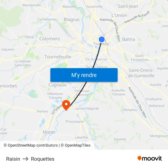 Raisin to Roquettes map