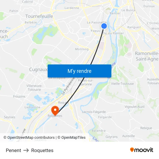 Penent to Roquettes map