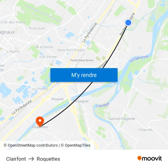 Clairfont to Roquettes map