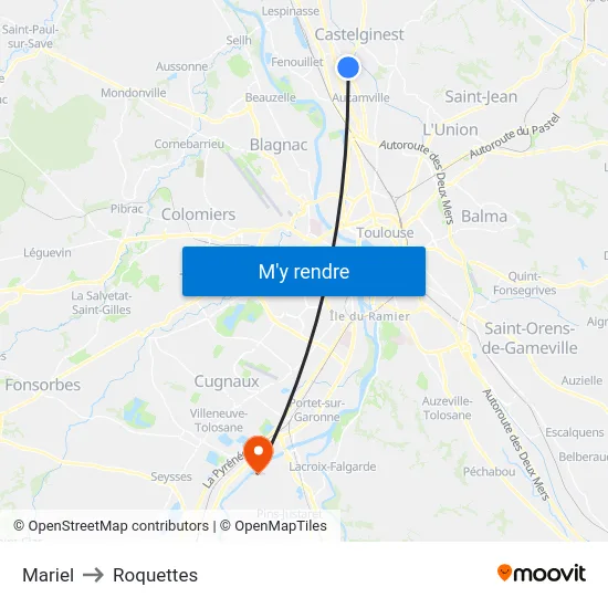 Mariel to Roquettes map