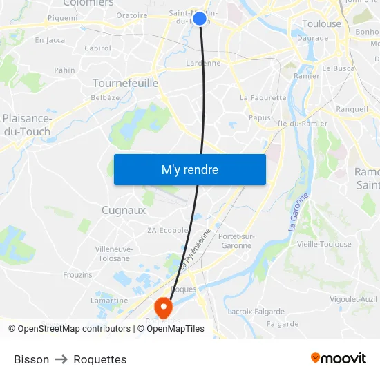 Bisson to Roquettes map