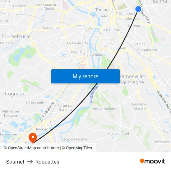 Soumet to Roquettes map
