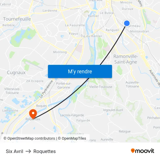 Six Avril to Roquettes map
