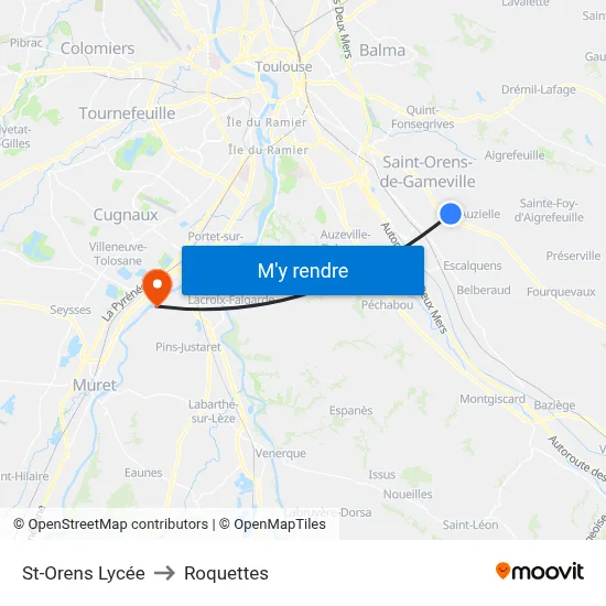 St-Orens Lycée to Roquettes map