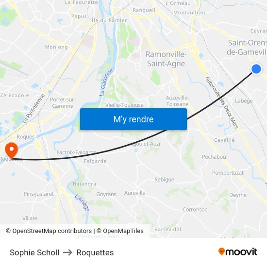 Sophie Scholl to Roquettes map