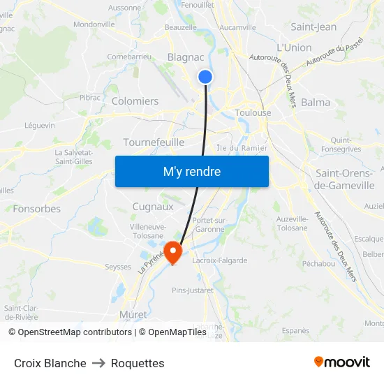 Croix Blanche to Roquettes map
