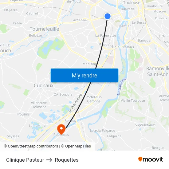 Clinique Pasteur to Roquettes map