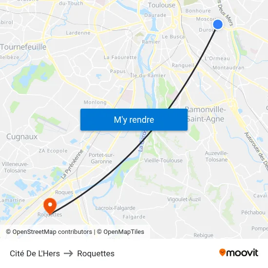 Cité De L'Hers to Roquettes map