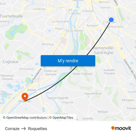 Corraze to Roquettes map
