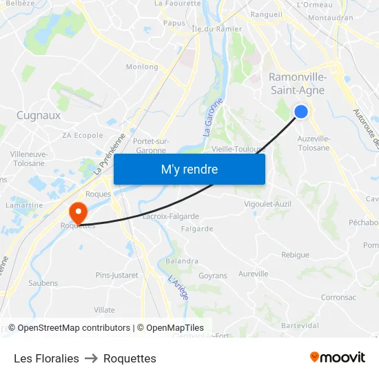Les Floralies to Roquettes map