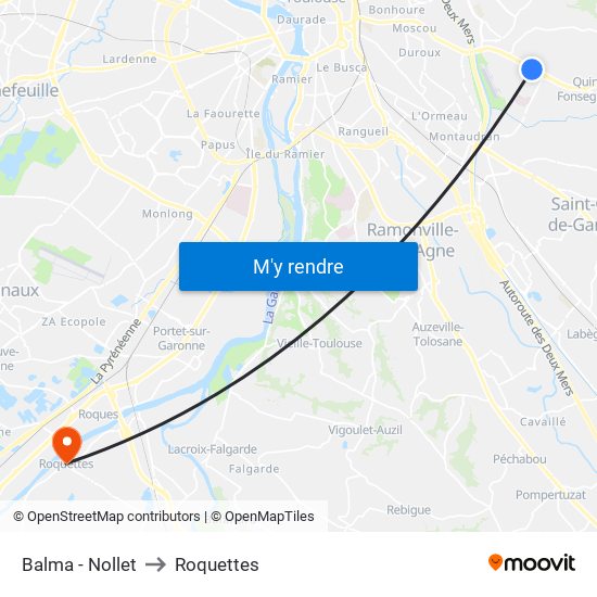 Balma - Nollet to Roquettes map