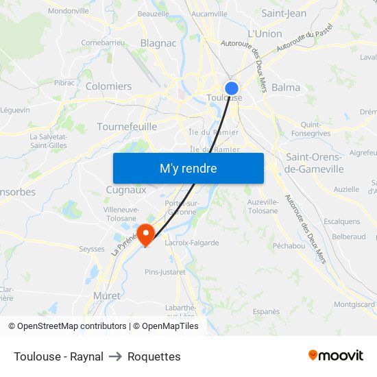Toulouse - Raynal to Roquettes map