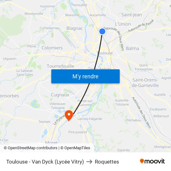 Toulouse - Van Dyck (Lycée Vitry) to Roquettes map