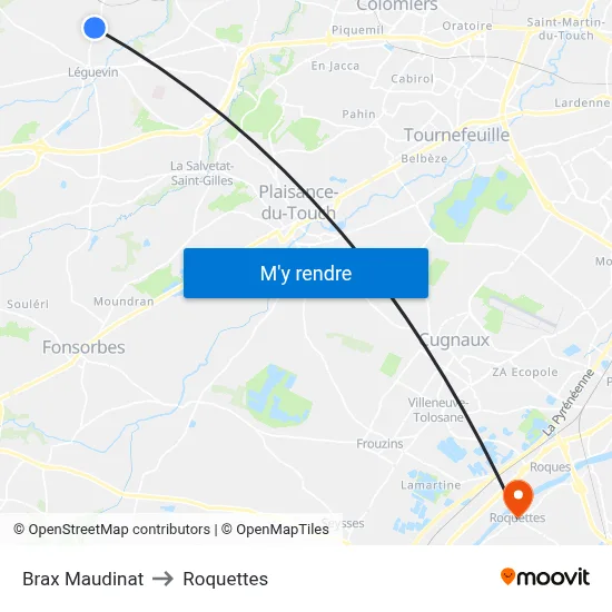 Brax Maudinat to Roquettes map