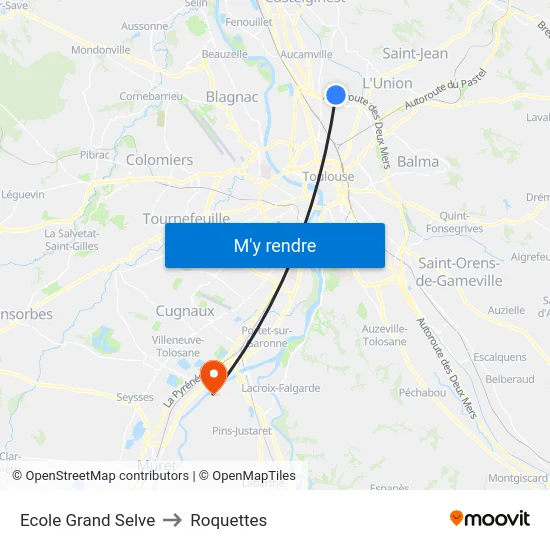 Ecole Grand Selve to Roquettes map