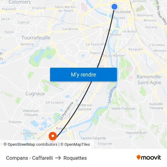 Compans - Caffarelli to Roquettes map
