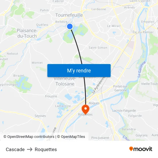 Cascade to Roquettes map