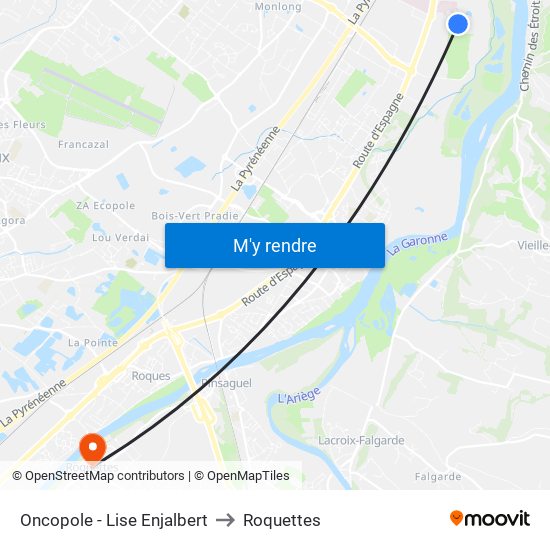 Oncopole - Lise Enjalbert to Roquettes map