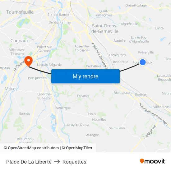 Place De La Liberté to Roquettes map