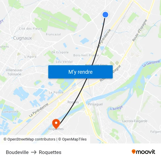 Boudeville to Roquettes map