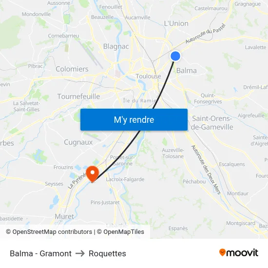 Balma - Gramont to Roquettes map