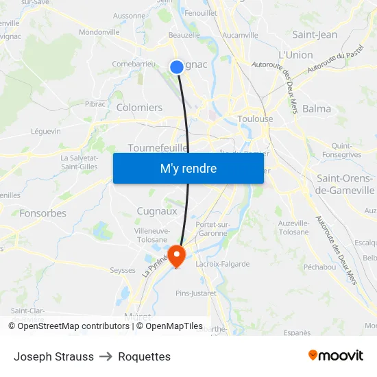 Joseph Strauss to Roquettes map