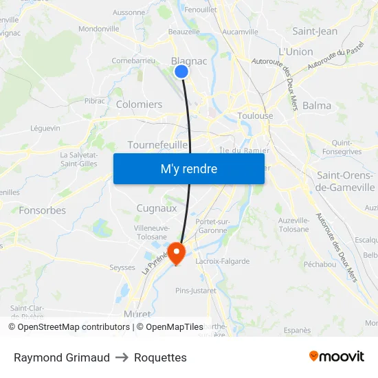 Raymond Grimaud to Roquettes map