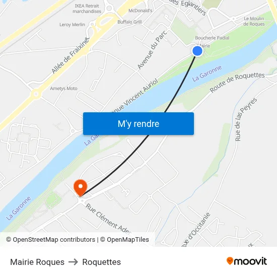 Mairie Roques to Roquettes map