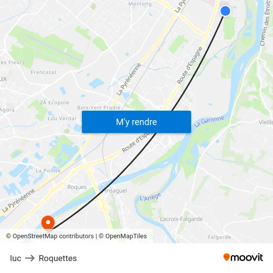 Iuc to Roquettes map