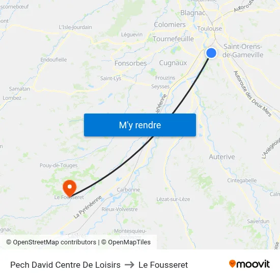Pech David Centre De Loisirs to Le Fousseret map