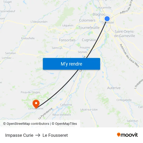 Impasse Curie to Le Fousseret map