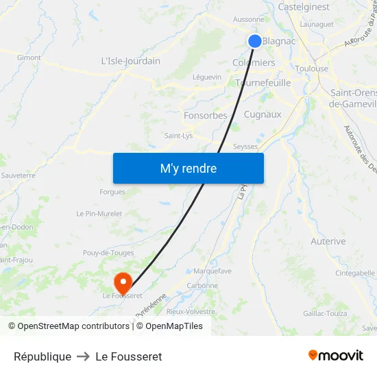 République to Le Fousseret map