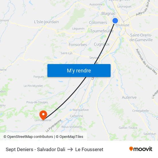 Sept Deniers - Salvador Dali to Le Fousseret map