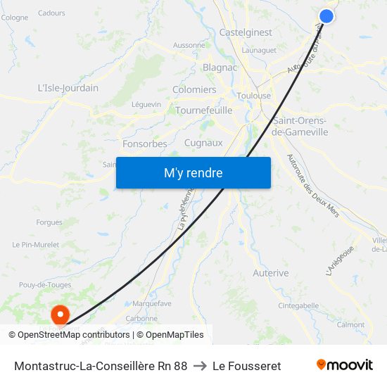 Montastruc-La-Conseillère Rn 88 to Le Fousseret map