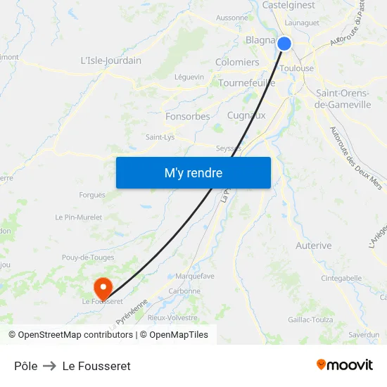 Pôle to Le Fousseret map