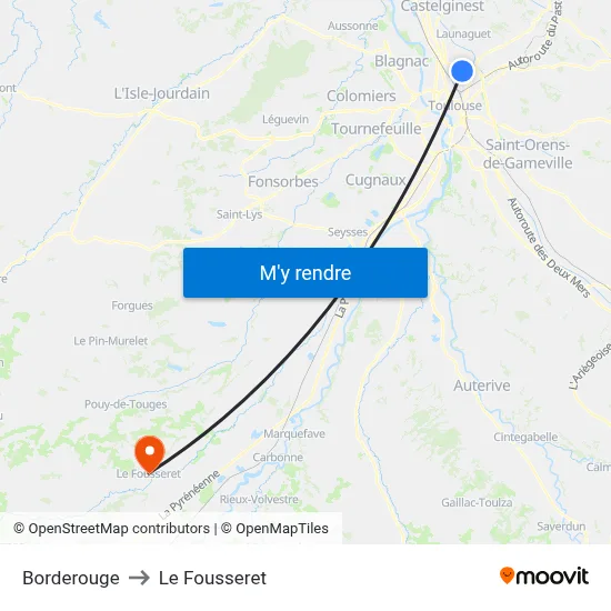 Borderouge to Le Fousseret map