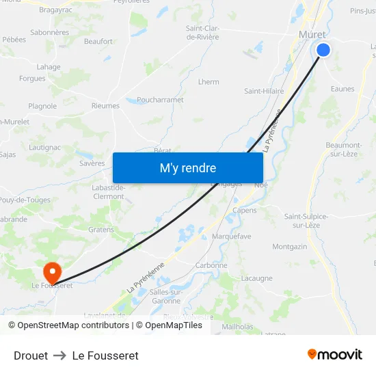 Drouet to Le Fousseret map