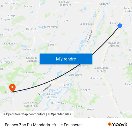 Eaunes Zac Du Mandarin to Le Fousseret map