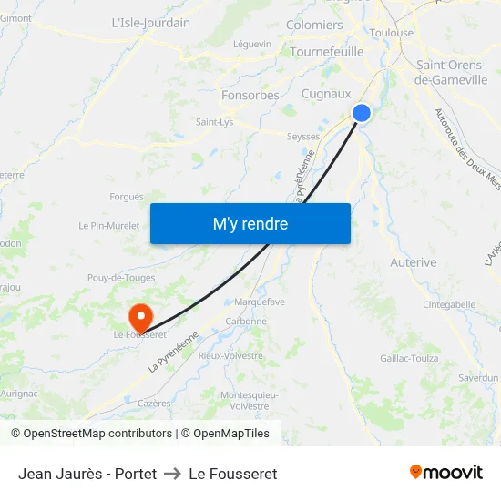 Jean Jaurès - Portet to Le Fousseret map