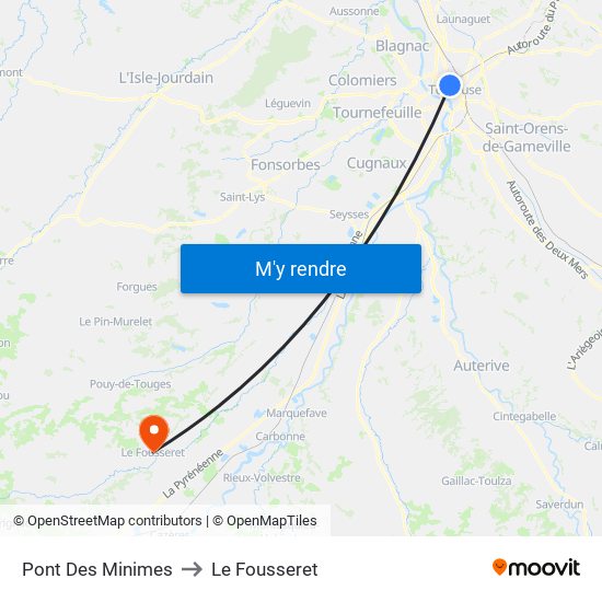 Pont Des Minimes to Le Fousseret map