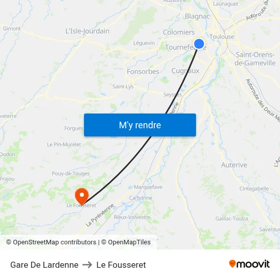 Gare De Lardenne to Le Fousseret map