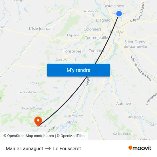 Mairie Launaguet to Le Fousseret map
