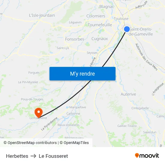 Herbettes to Le Fousseret map