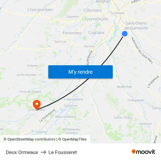Deux Ormeaux to Le Fousseret map