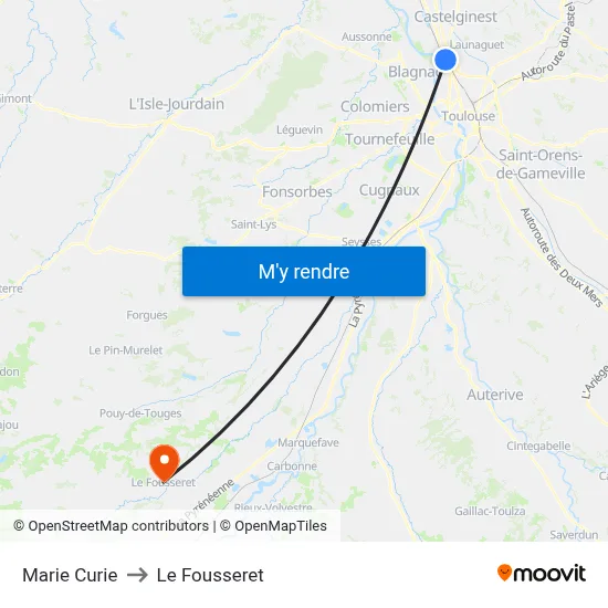 Marie Curie to Le Fousseret map