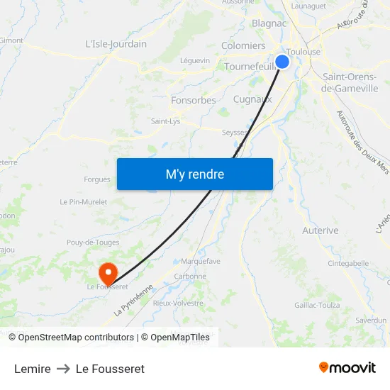 Lemire to Le Fousseret map