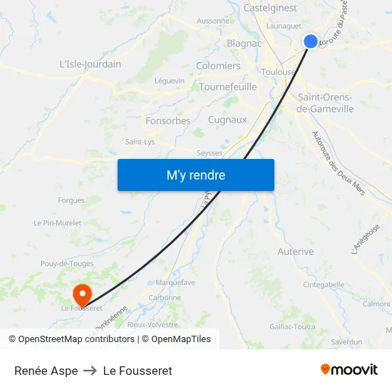 Renée Aspe to Le Fousseret map