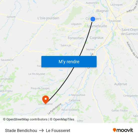 Stade Bendichou to Le Fousseret map