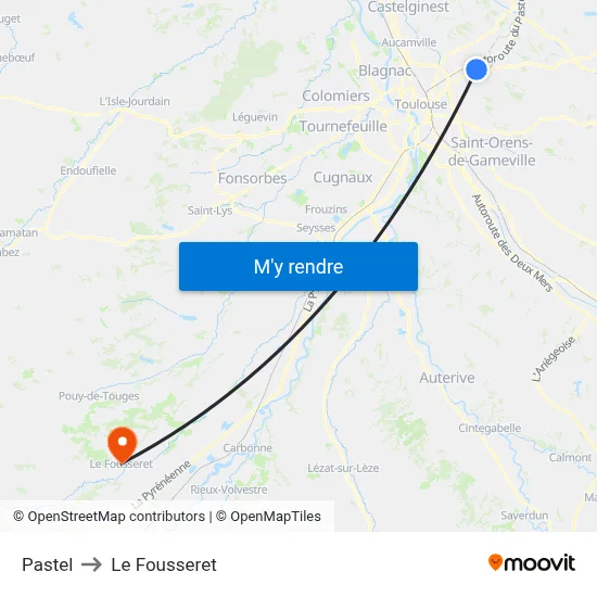 Pastel to Le Fousseret map